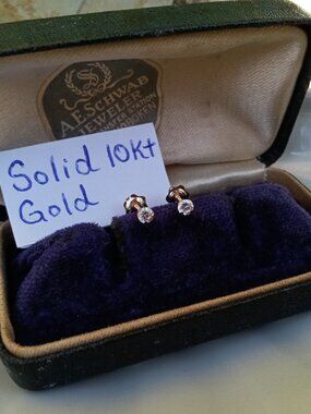 Solid 10kt Gold & CZ Studs